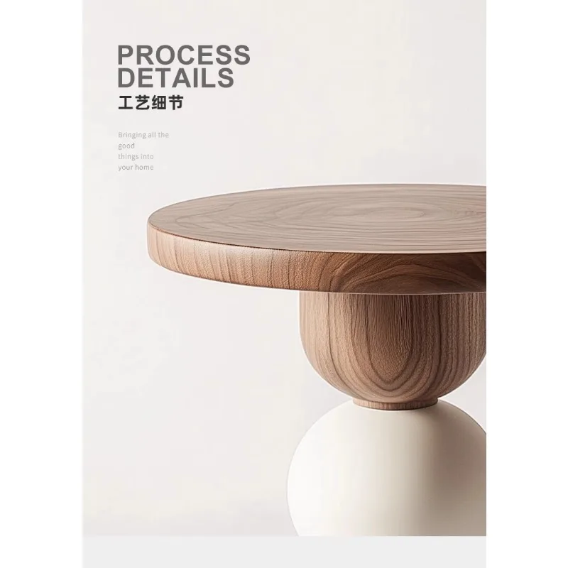 

Italian Minimalist Artistic Solid Wood End Table – Round Accent Table for Living Room, Sofa Side, Bedside, or Corner Tables
