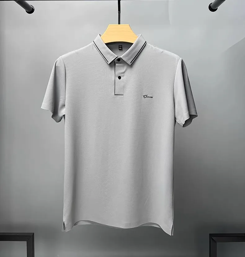 High end ice silk comfortable and breathable short sleeve T-shirt men\'s summer fashion brand embroidery casual Paul polo shirt