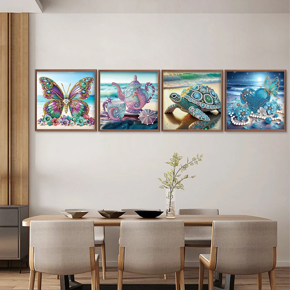 

4Pcs 30x30cm Beach 5D DIY Special Shape Crystal Partial Diamond Painting Kit