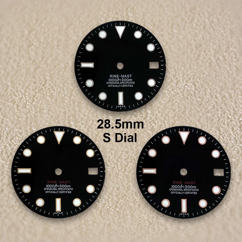 

28.5mm S Logo SUB Dive Dial Fit NH35/NH36/4R/7S Japanese Movement Green Luminous High-Quality Watch Modified Accessories