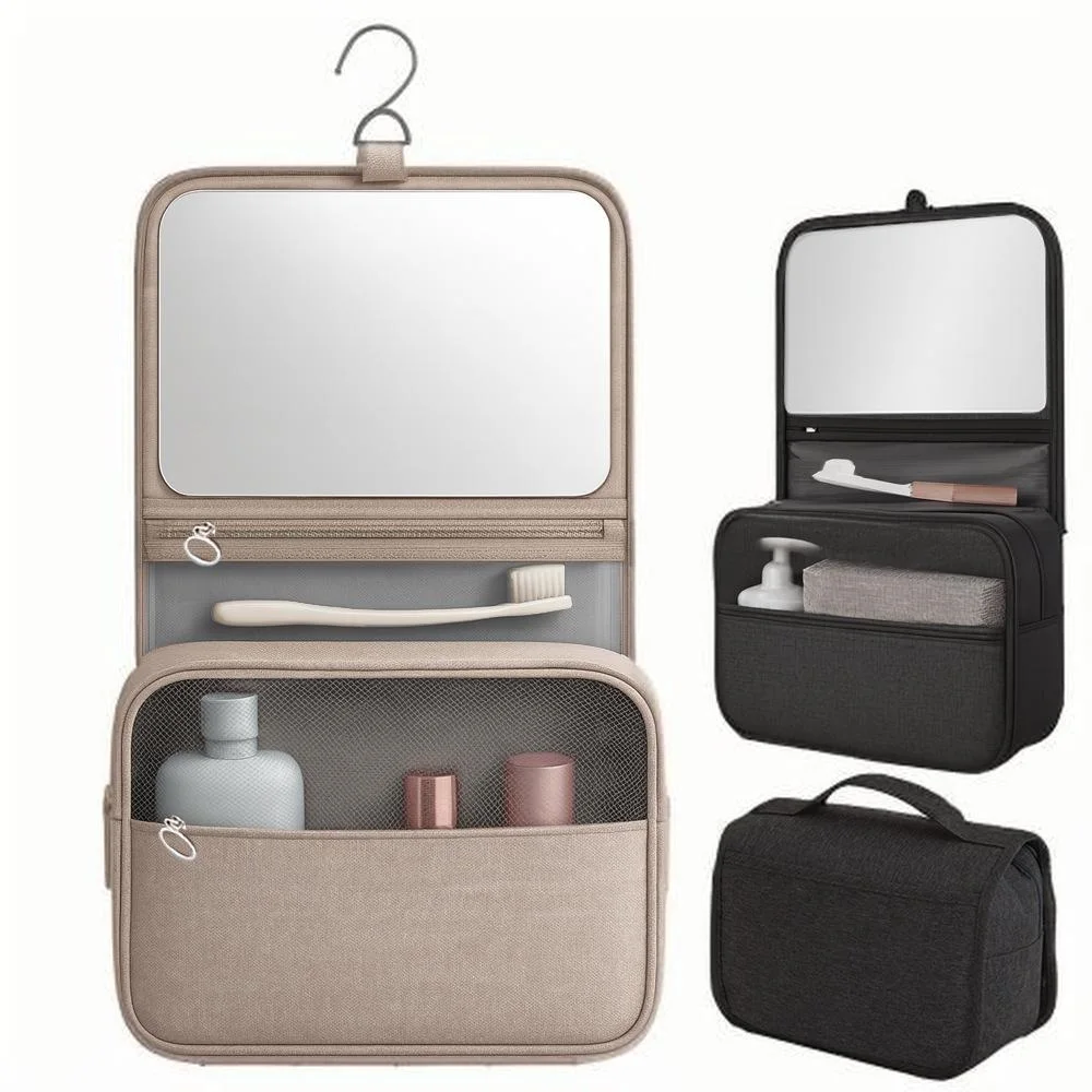 حقيبة مستحضرات تجميل للسفر قابلة للطي للرجال والنساء مع خطاف تعليق حقيبة أدوات الزينة المحمولة للإكسسوارات حاوية شامبو كاملة الحجم #4