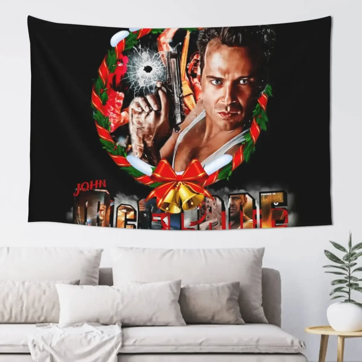 A John McClane Christmas Tapestry Aesthetic Room Decorations Tapete For The Wall Wallpaper Tapestry