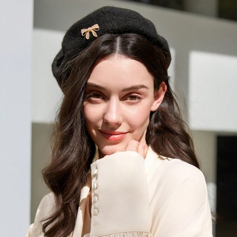 1 قطعة قبعة بيريه شتوية دافئة للنساء ، خريف/شتاء ، نمط اليقطين الفرنسي الرجعية ، أزياء سيدة كورية ، قبعة دافئة من الصوف الياباني غير رسمية