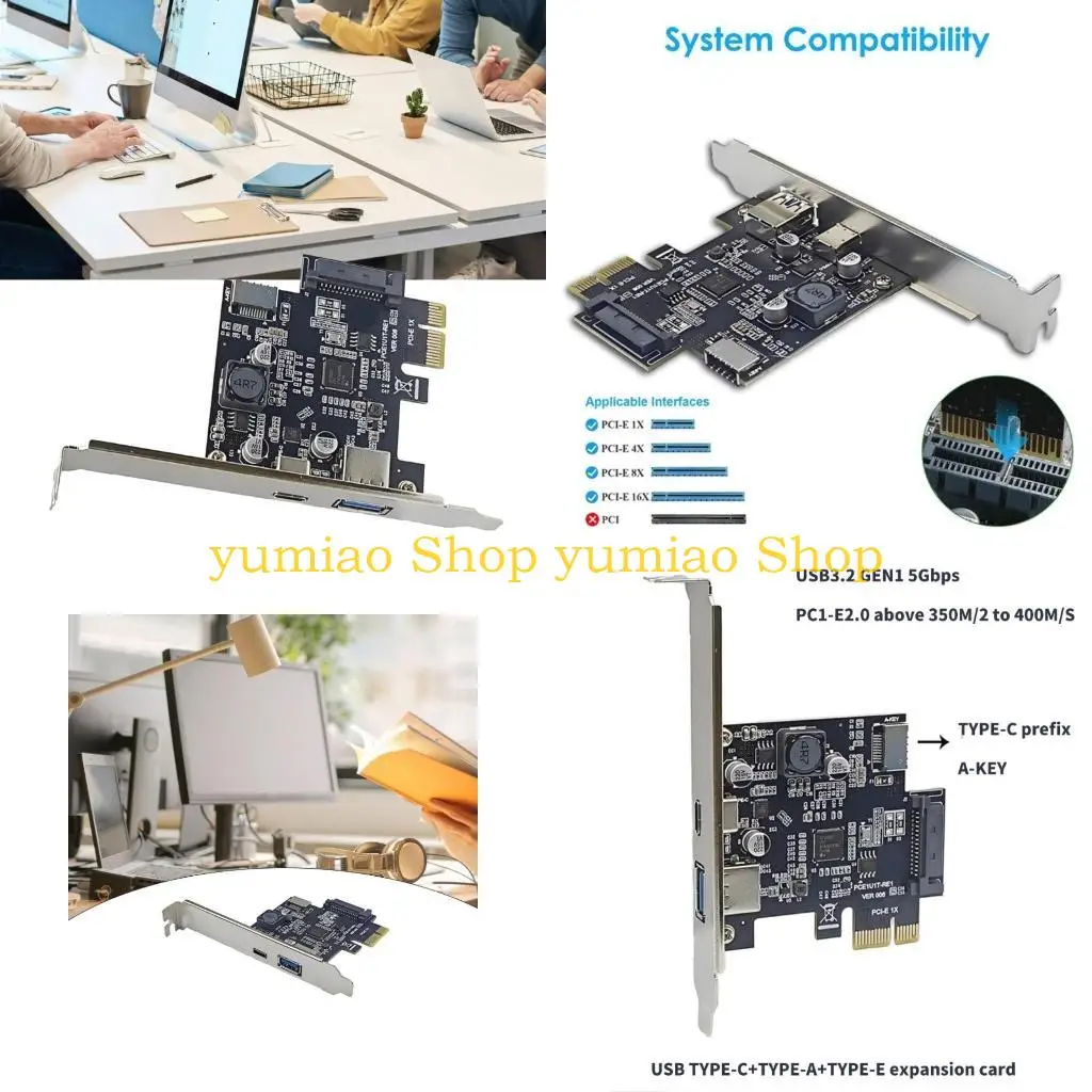 

587B USB 3.2 Gen 1 3-портовая плата расширения для настольных компьютеров, USB-адаптер PCIe с 15-контактным разъемом питания