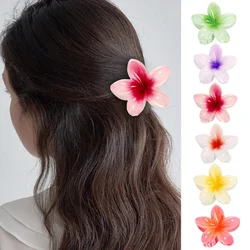 New Sweet Gradient Flower Acrylic Hair Claws Clip for Women Girls Hairpins Summer Beach Hawaiian Headwear Hair Accessories