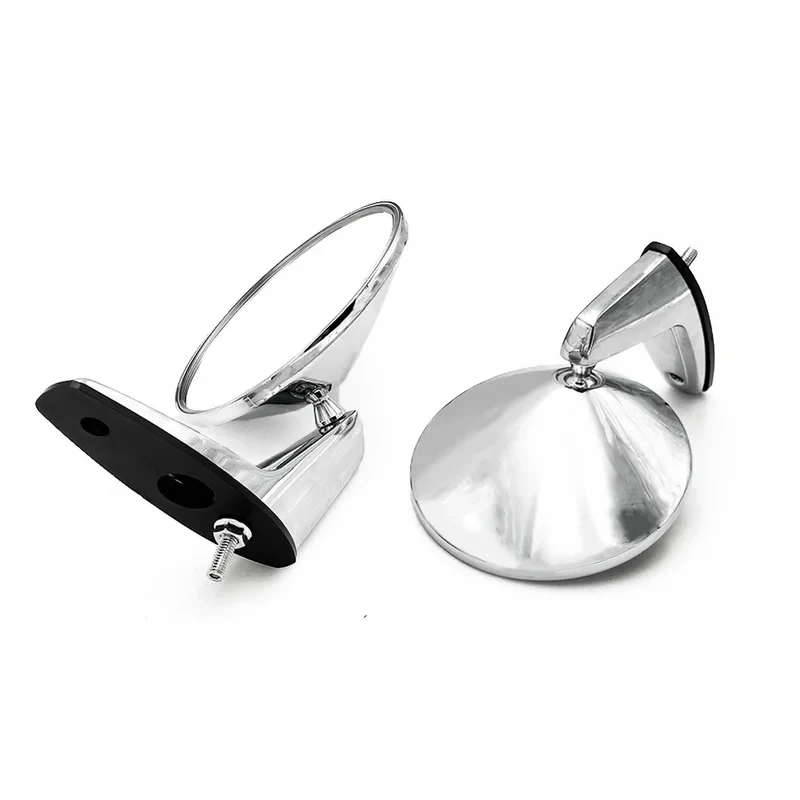 

Universal Classic Car Round Rear View Mirror Stainless Steel Exterior Replacement Upgrade Accessory Front and Back