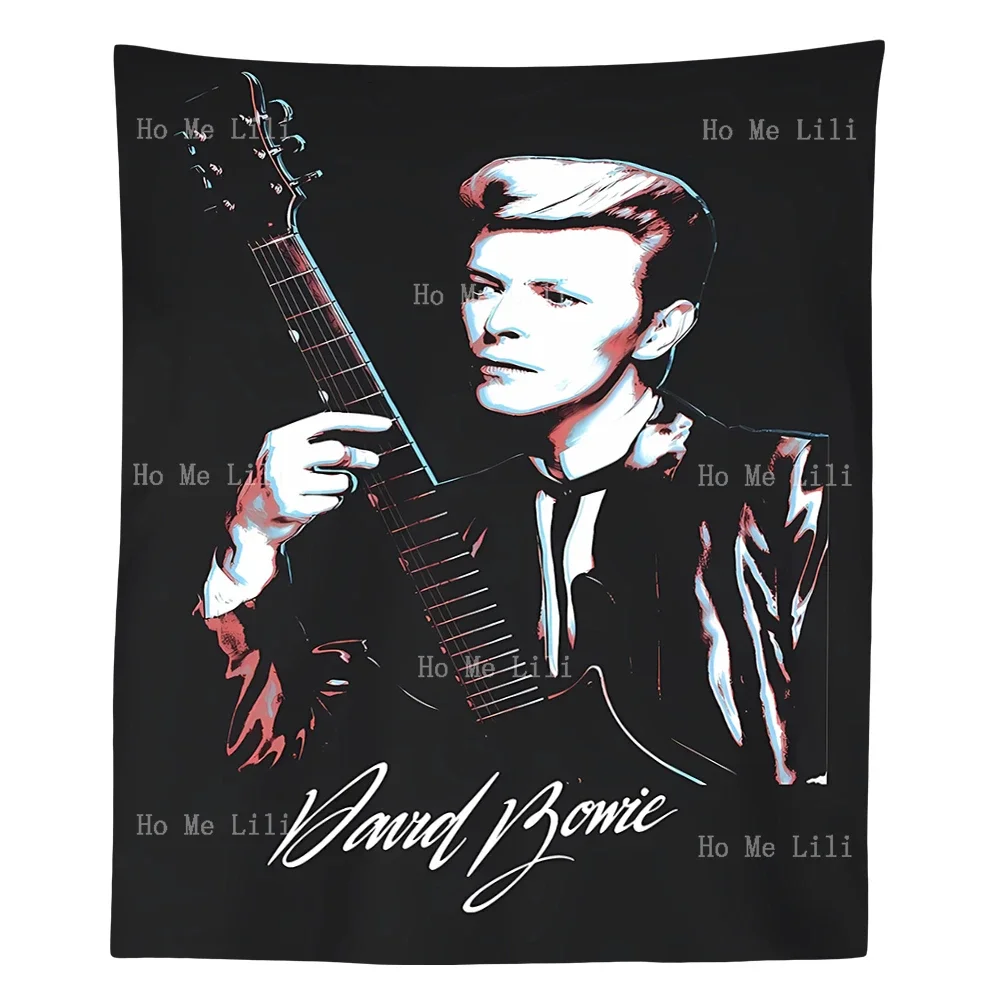 Bowie And Guitar Reflect Vision Golden Years Lets Dance Tapestry Wall Hanging For Bedroom Livingroom Modern Design Tapestries