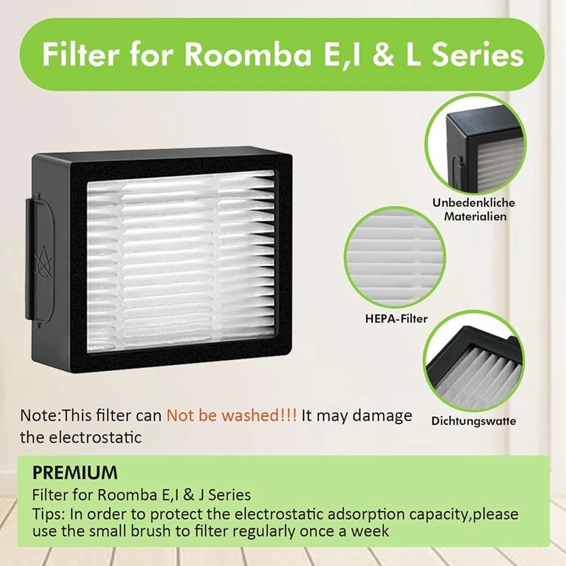 Reemplazos de filtro ABAE-Hepa para Irobot Roomba E I & J Series E5 E6 I1 I1+ I3 I3+ I4 I4+ I5 I5+ I6 I6+ I7 I7+ I8 I8+ Piezas