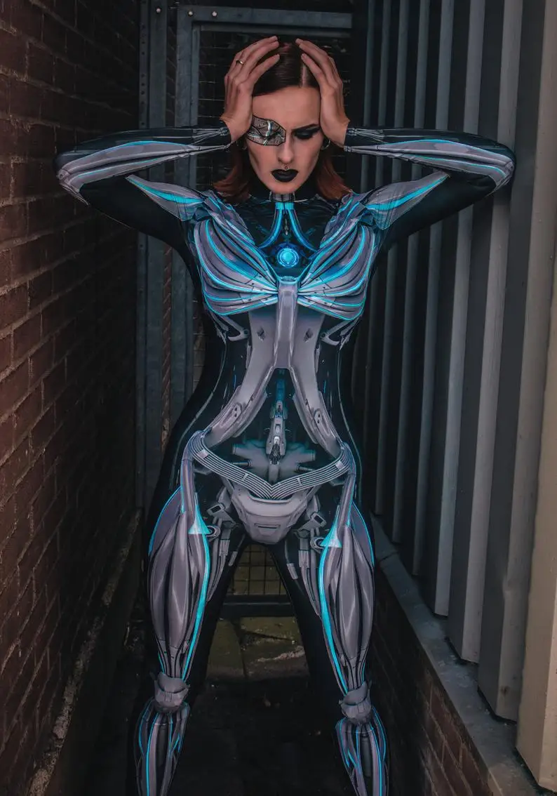 أزياء الهالوين الروبوتية لمرحلة الأدوار بدلة ضيقة أداء الخيال العلمي للنساء أزياء المسرح 3037 ملابس عرقية