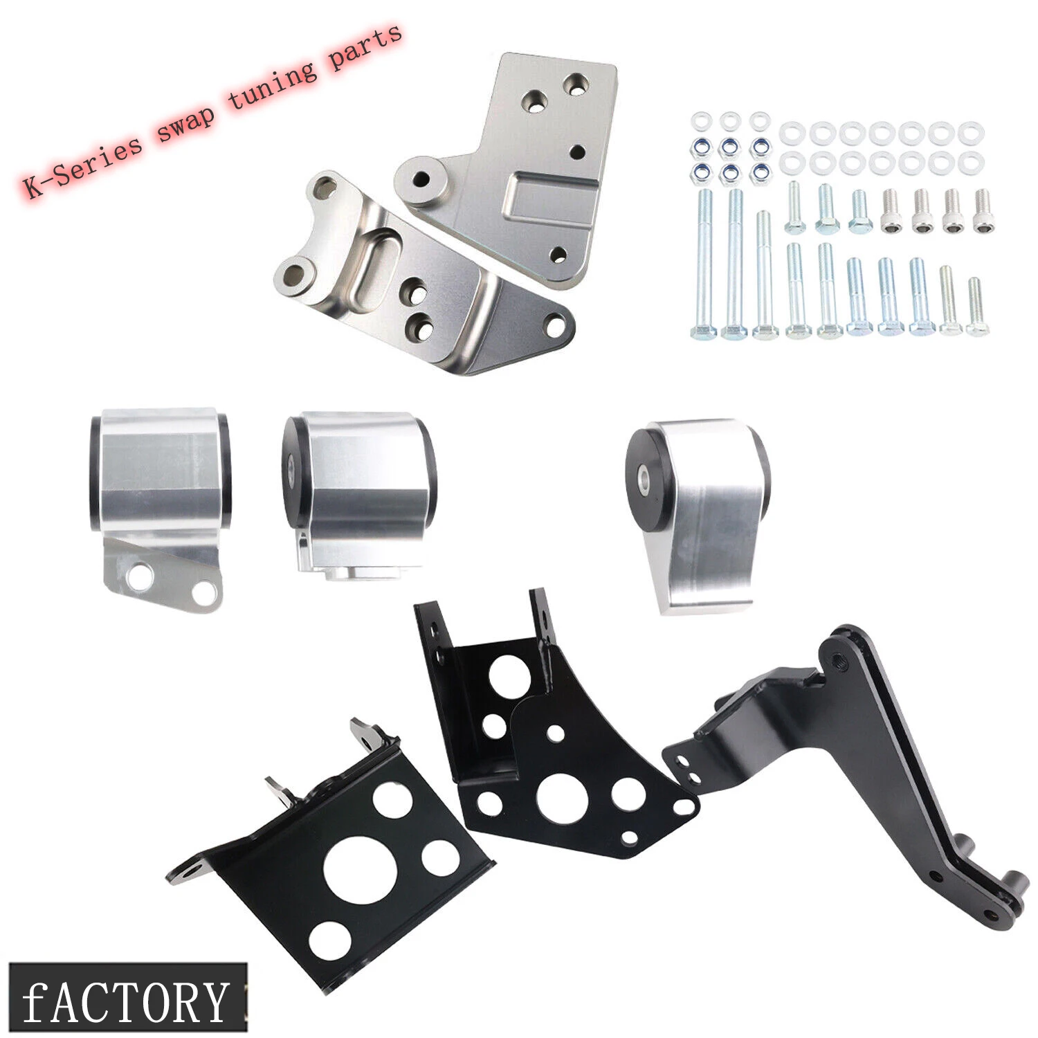 K-Series Engine Mount Bracket Kit For 1996-2000 Civic K20 K24 K-Swap EK Chassis