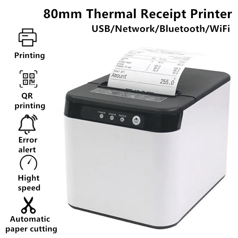 200mm/s High-speed 80mm Thermal Receipt Printer with Automatic Cutter Small Ticket POS Printer for Restaurant Takeaway Retail