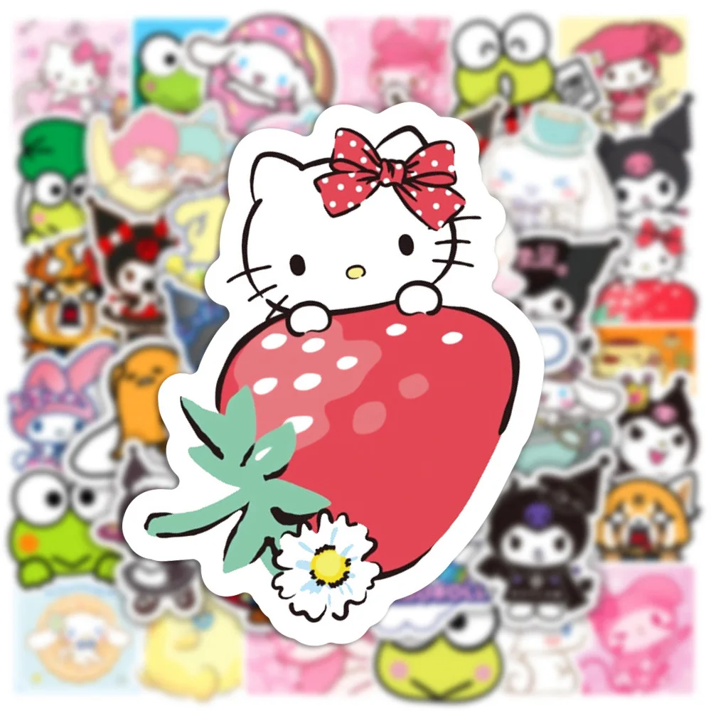 

10/30/50pcs Sanrio Cartoon Stickers Aesthetic My Melody Kuromi Cinnamoroll Decal Graffiti Stationery Car Cute Kids Anime Sticker