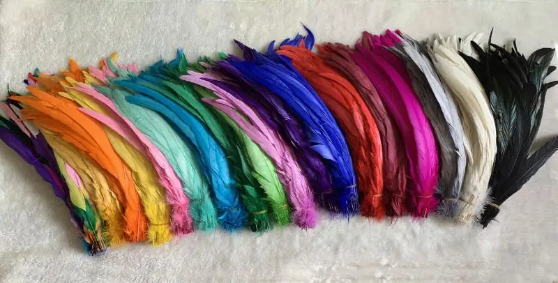 Wholesales 500PCS Rooster Tail Feathers 25-30CM 30-35CM 35-40CM 40-45CM For Colored Carnival Costume&Mask Party