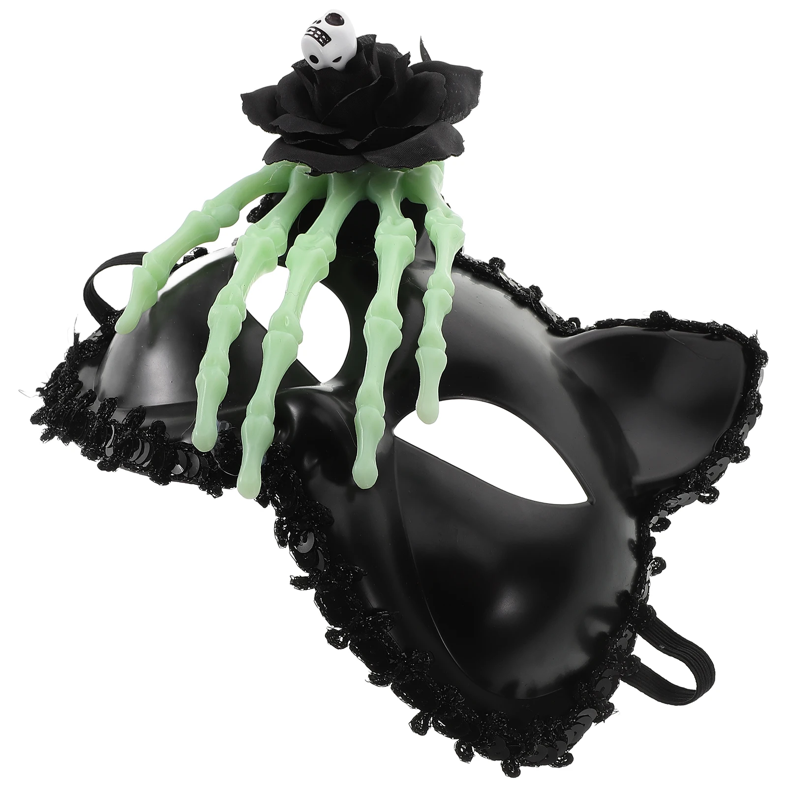 

Skull Flower Mask Plastic Black Half Face Cat Halloween Party Masquerade Women Animal Fox Decor