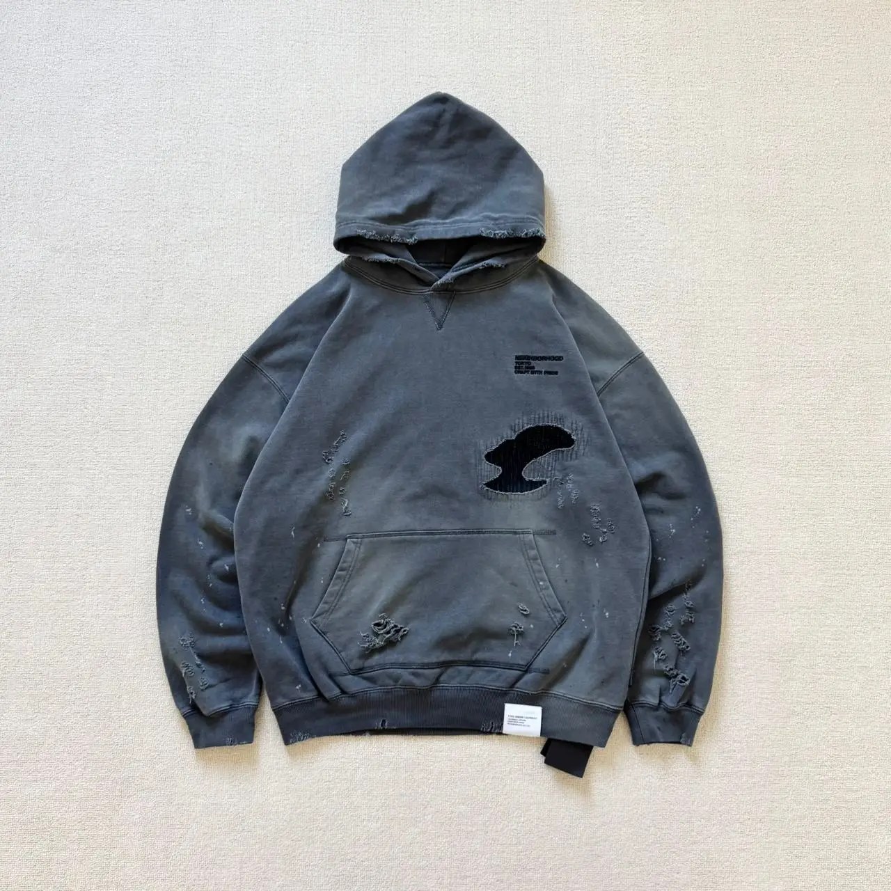 NBHD heavy wash old ruin hooded sweater