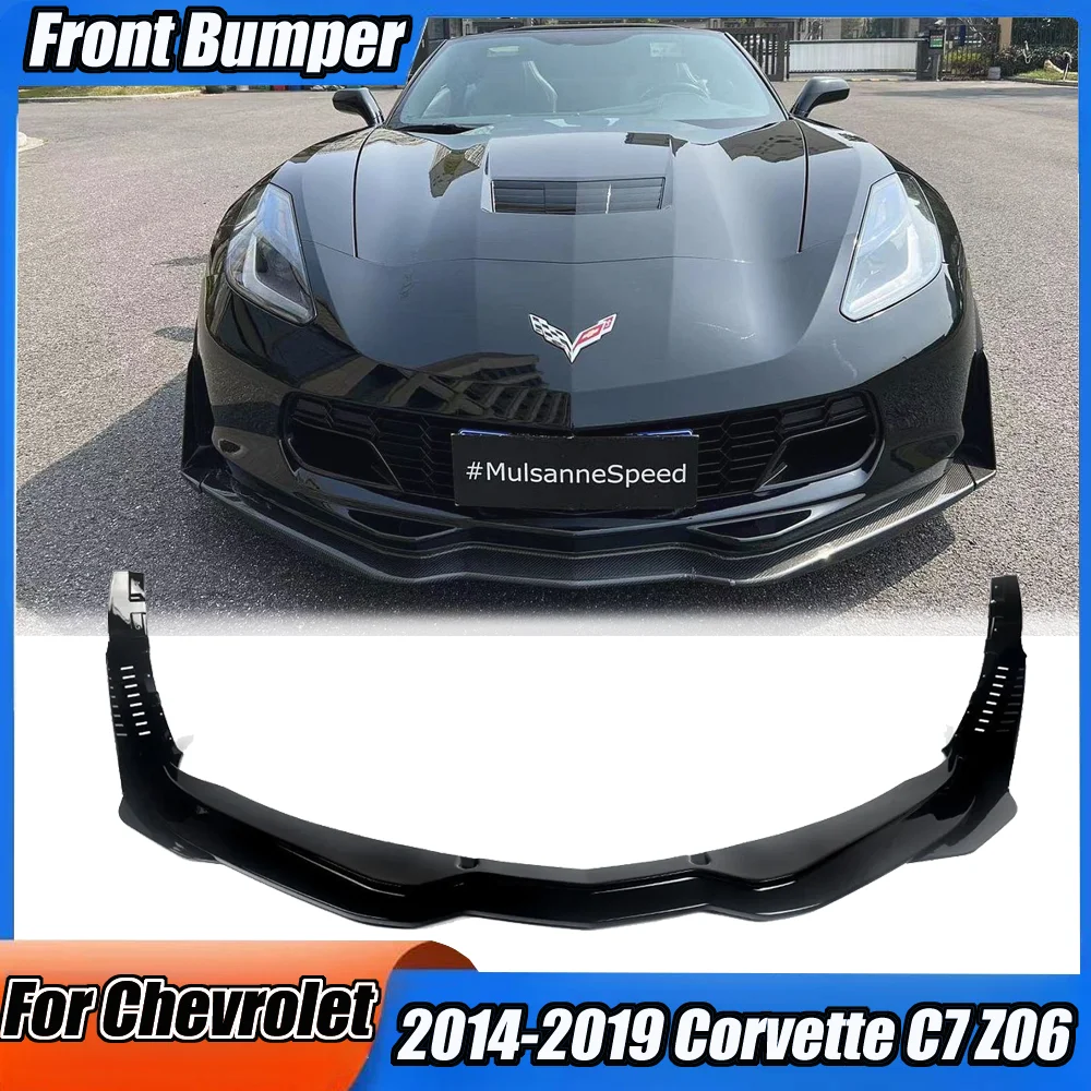 Car Front Bumper Lip&Side Winglets Spoiler Splitter For Chevy 2014-19 Corvette C7 Z06 Stingray Z51 Stage 3 Style Car Accessories