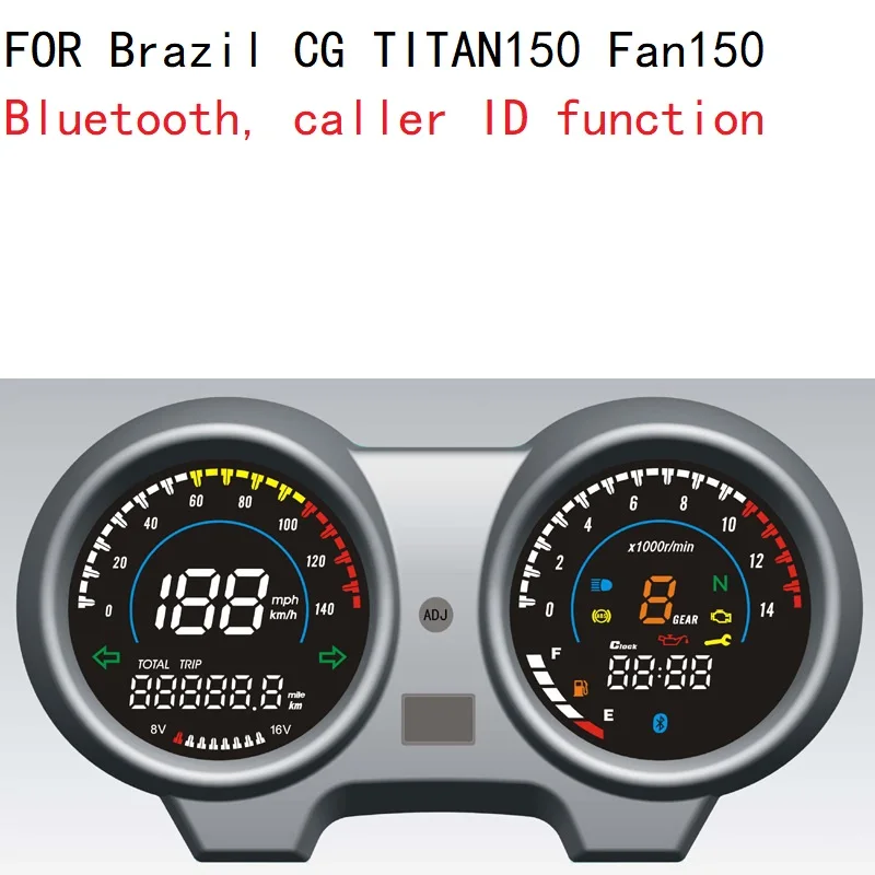 Speedometer Digital Led Panel Rpm Speed Gauge With Bluetooth caller ID function for Motorcycle Brazil Titan CG TITAN150 Fan150