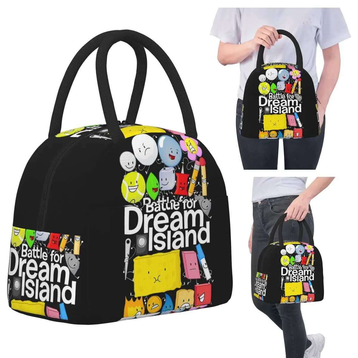 

BFDI Poster Lunch Bags Insulated Bento Box Portable Lunch Tote Leakproof Picnic Bags Cooler Bag for Woman Girl Work