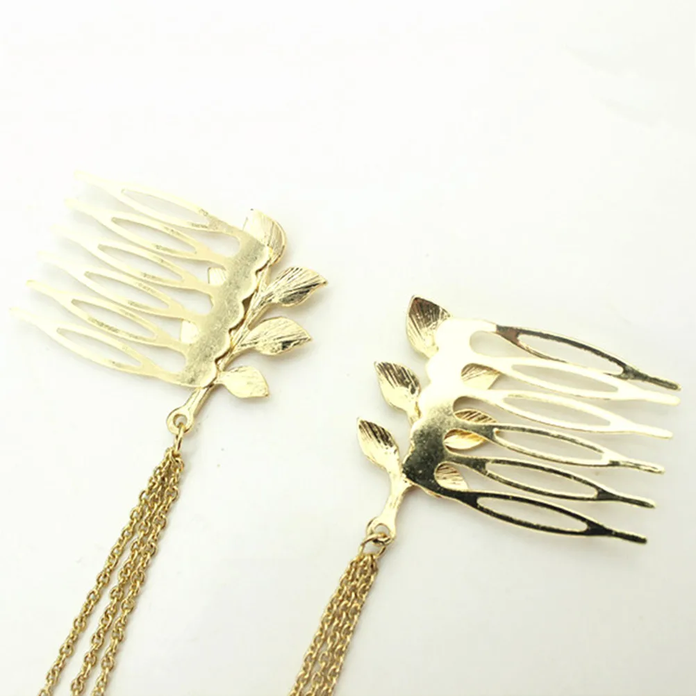 

Fashionable Alloy Leaf Hairpin Comb Glossy Surface Durable Non-Fading For Party Wedding Banquet Elegant Hair Accessories