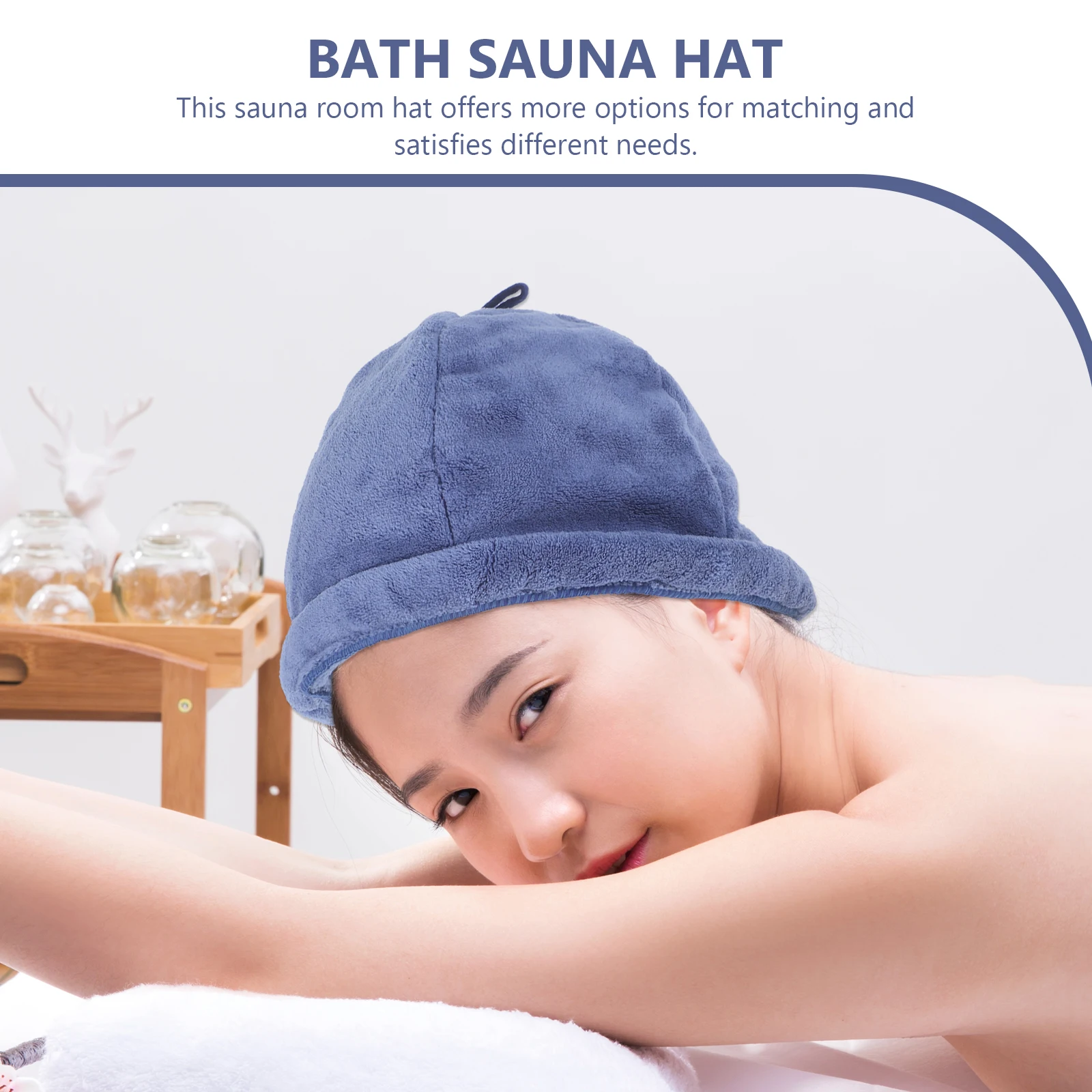 

Coral Fleece Sauna Hat Bathing Cap for Men Women Blue Soft Comfort Warmth Sun Protection UV Shield Ventilated Holes Breathable