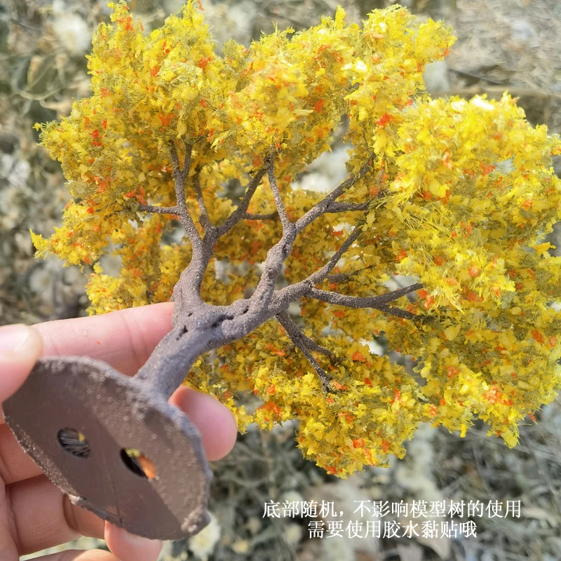 10/15cm Boutique simulación otoño hoja amarilla árbol de alambre modelo hecho a mano árbol paisaje jardinería tren diseño ferroviario casa de muñecas