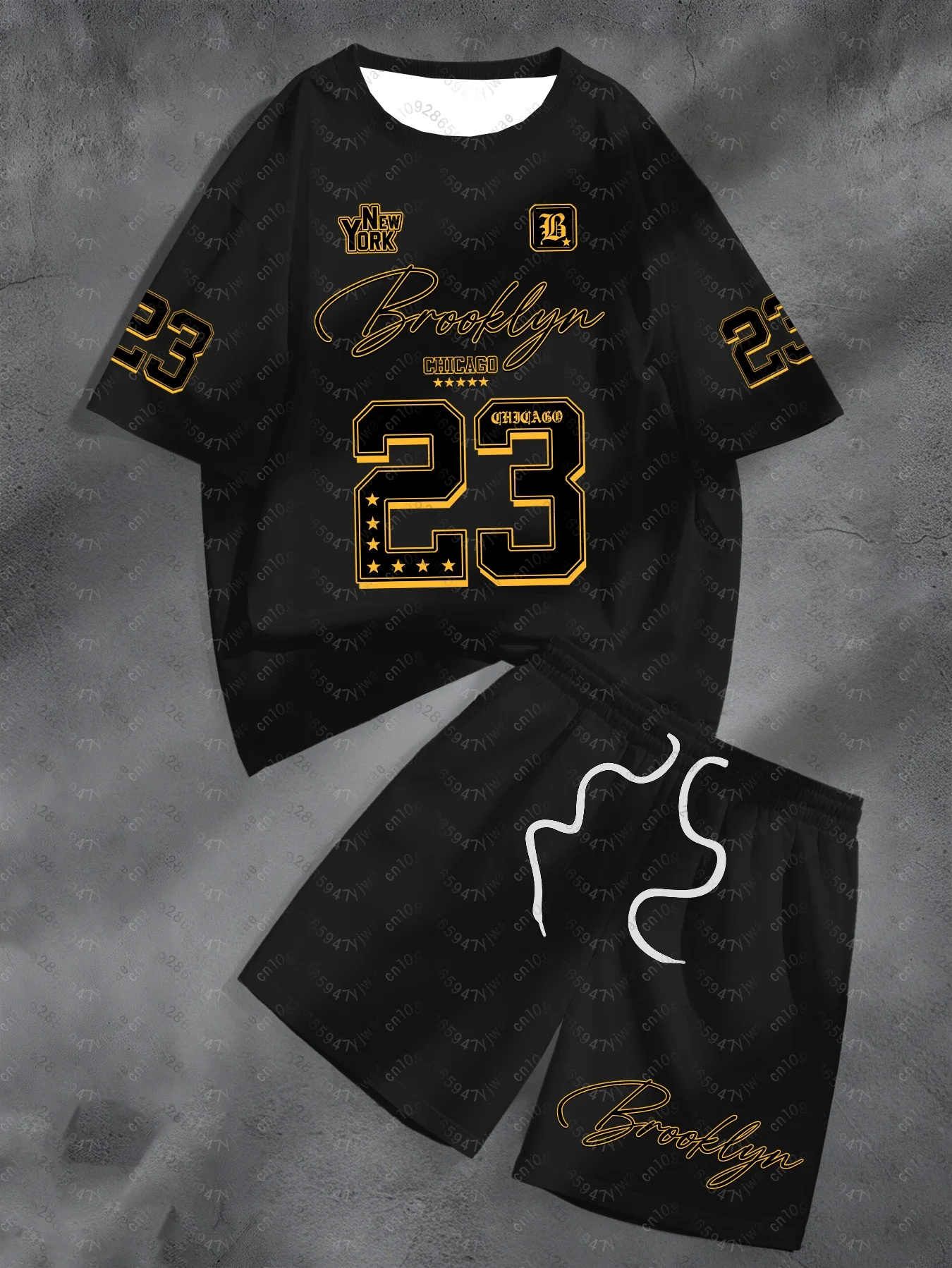 

Summer Men's Los Angeles NO.23 Casual Short Sleeve T-Shirt And Shorts 2 Pieces Set Sport Women's T-shirt + Shorts Set