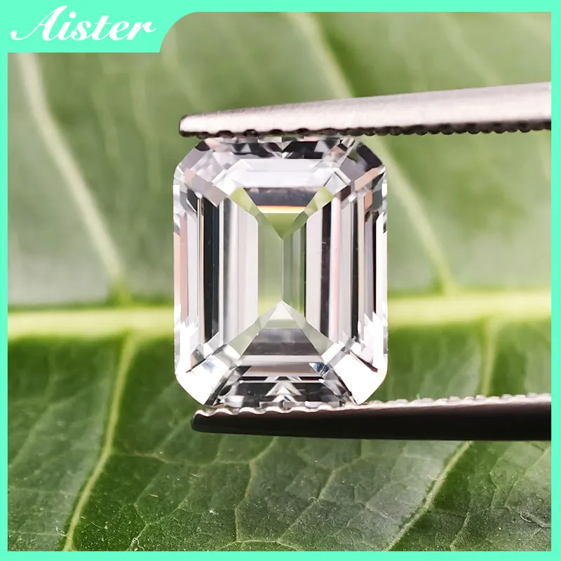 

Top Super White Synthetic Sapphire Gemstone Emerald Cut Created White Corundum Stones for Jewelry Making