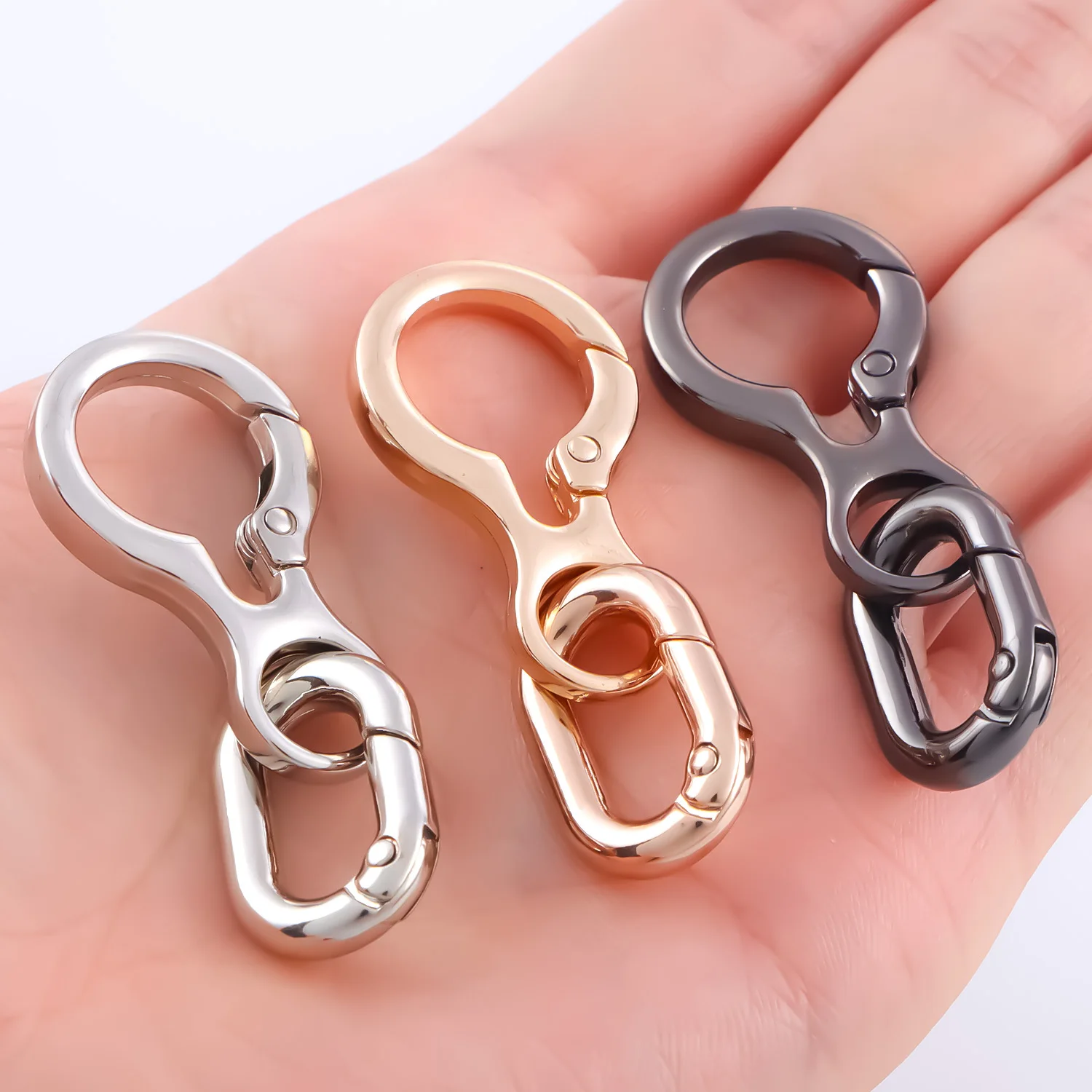2 pcs Double Opening Swivel Clasp Clips, Metal Swivel Spring Snap Hooks, Key Chain Clip with Key Ring for DIY Keychains, Lanyard