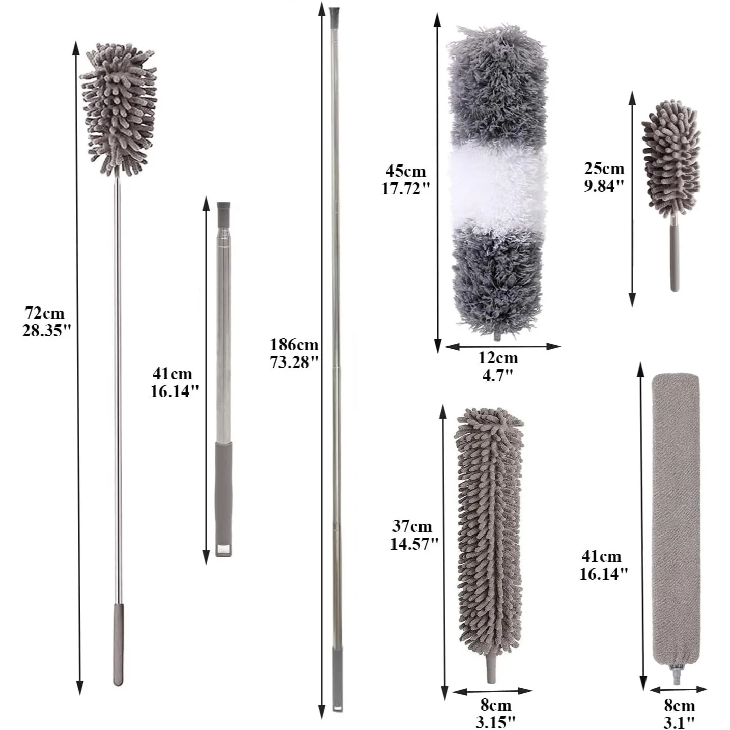 Microfiber Long Dusters, Extendable Bendable Feather Duster for Cleaning Ceilings Fan, Cobwebs, Furniture, Sofa, Baseboards