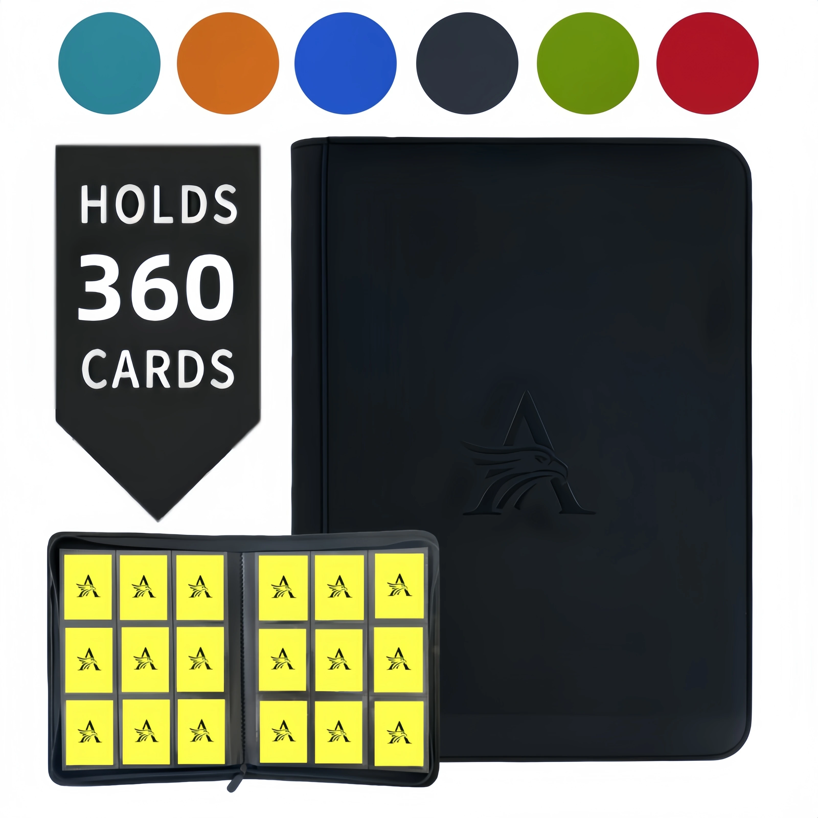 9ポケットカードバインダー、360両面ポケットpuコレクションバインダー、コレクターアルバム、tcg用カードフォルダー、スポーツカード6色