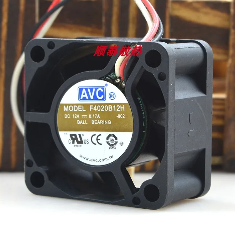 AVC F4020B12H 002 DC 12V 0.17A 40x40x20mm, 3 선 서버 냉각 팬