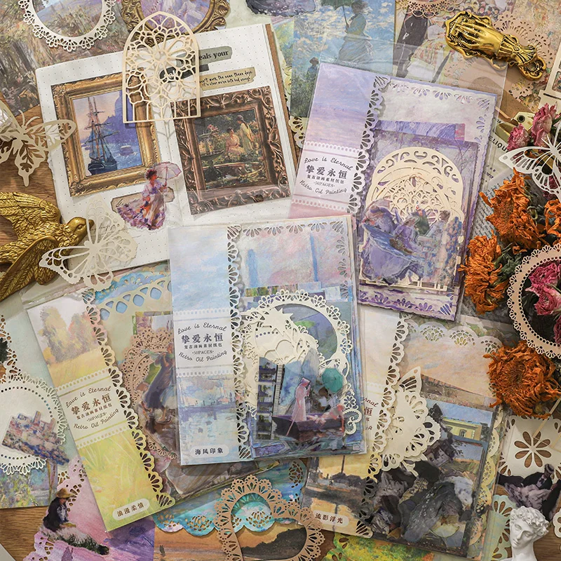

50pcs/pack Decor Stickers Vintage Materials Paper Combo Kit DIY Junk Journal Collage Photo Album Retro Scrapbook supplies