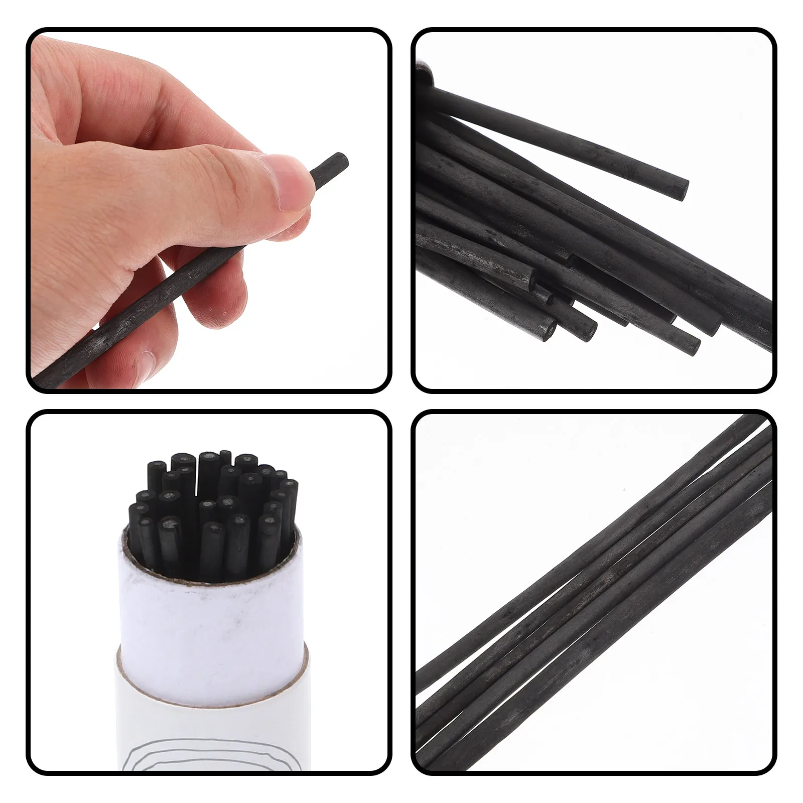 Picture 6: 25Pcs Artist Compressed Charcoal Sticks 2-4Mm Lightweight Smooth Safe Sketching Tool for Teens Adults Students Hobbyist Drawing