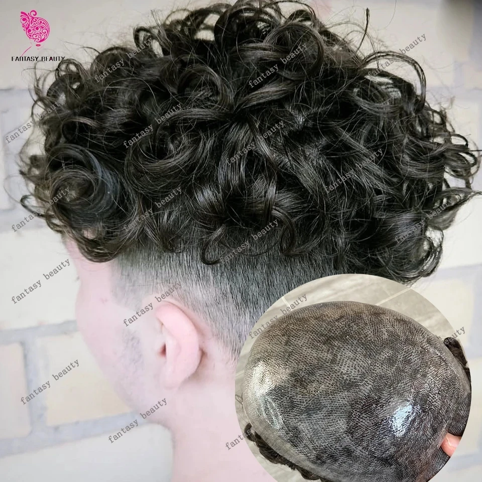 

Мужской парик-накладка 26 мм из натуральных волос, серо-черный, с силиконовой тонкой основой, суперпрочный, с естественной линией роста волос, протез для волос