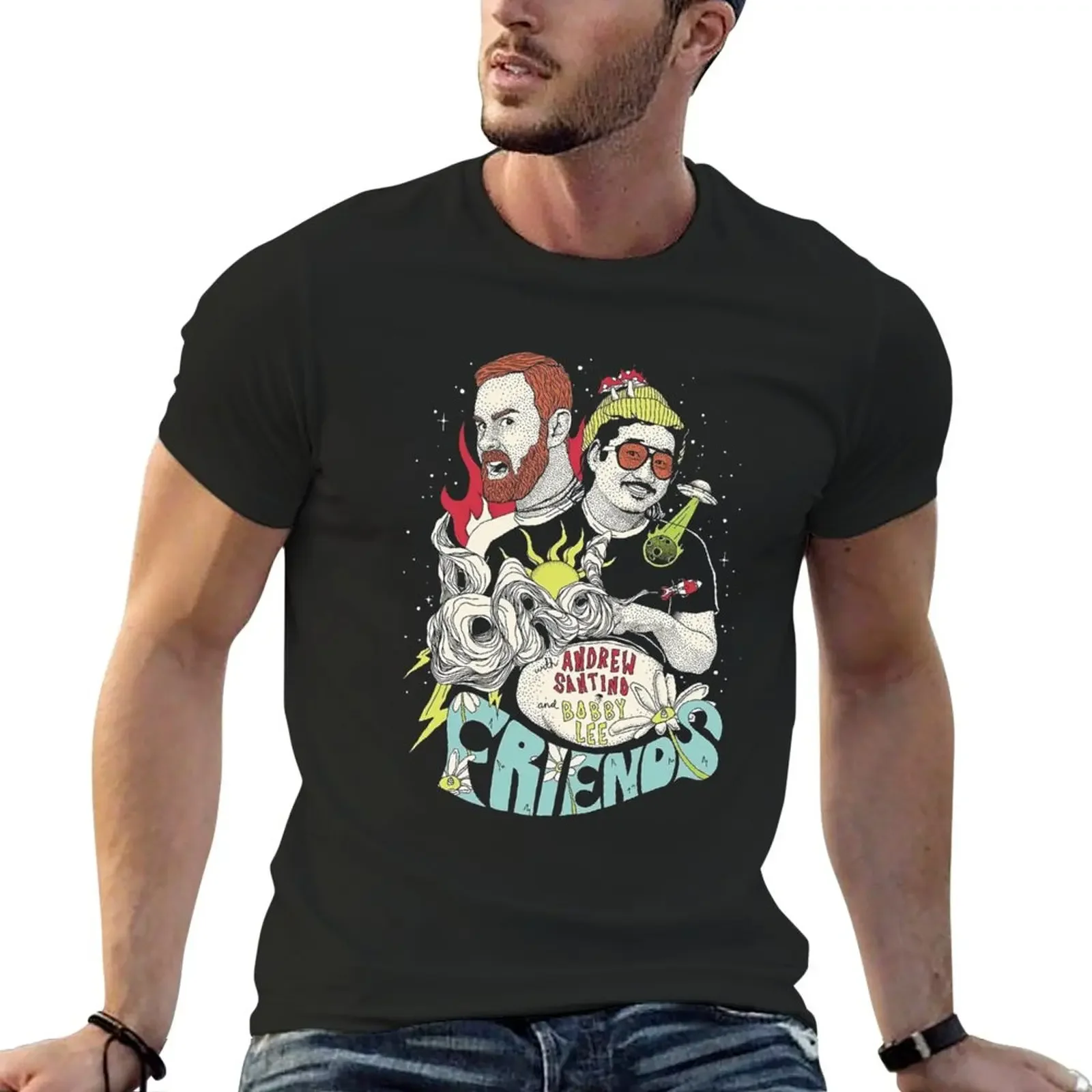 

New Andrew Santino & Bobby Lee Bad Friends Hosts T-Shirt shirts graphic graphics designer shirts clothing for men