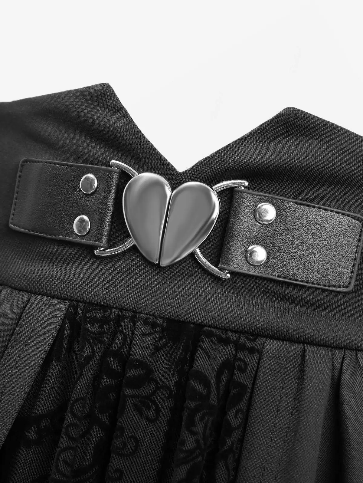 تنورة نسائية بحمالات مقاس كبير من ROSEGAL تنورة أساسية عالية الخصر وزهور دانتيل متدفقة على شكل قلب وإبزيم عالي ومنخفض الشق تنانير سوداء