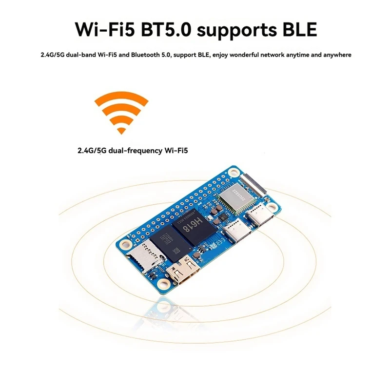 For Orange Pi Zero 2W RAM H618 Quad-Core Cortex-A53 For Mini PC Wifi5+BT5.0 BLE Optional Case Adapter 1.5G EU Plug