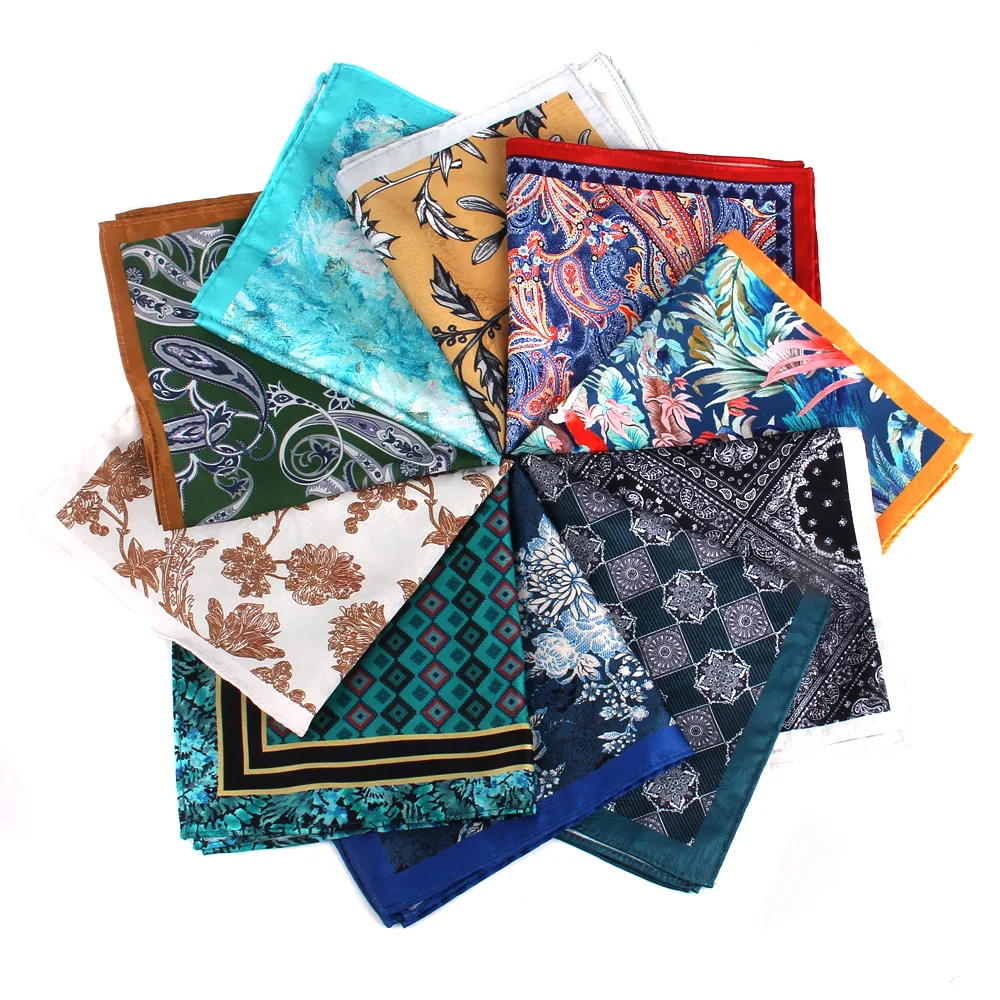 New Print Pocket Square For Men Women Floral Printing Kerchief Men's Handkerchiefs Soft Suits Square Handkerchief Towels Scarves