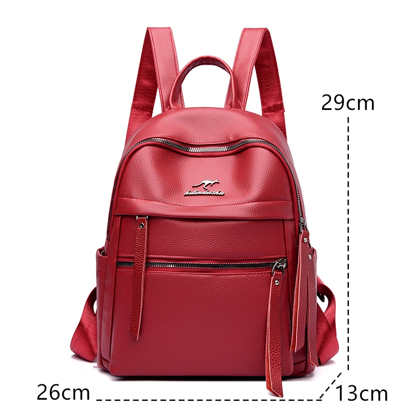 Luxury Leather Women Backpack Large Capacity Knapsack Ladies Travel Brand Backpacks Girls Shoulder School Bags Mochila Back Pack