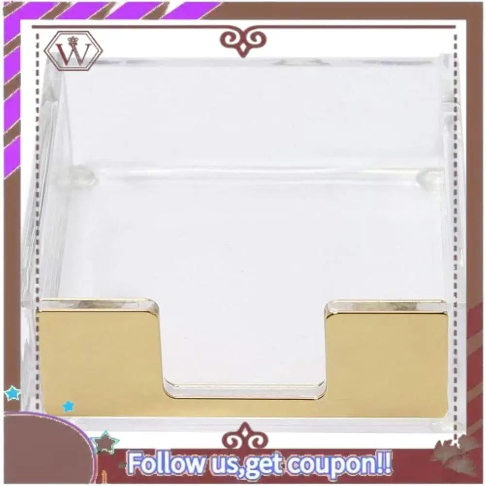 ABBG-Acrylic Sticky Notes Pad Holder Desktop Organizer 3.5X3.3 Inch Memo Holder For Office Home Desk Supplies(Gold)