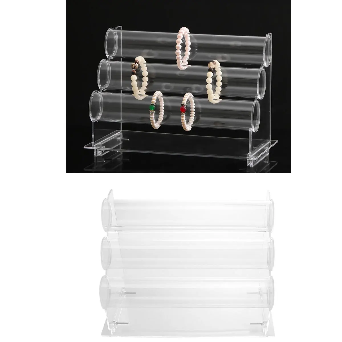 

1Set Three-Tier Transparent Acrylic Bracelet Display Stand Jewelry Storage Rack Desktop Container Bracelet Storage Rack
