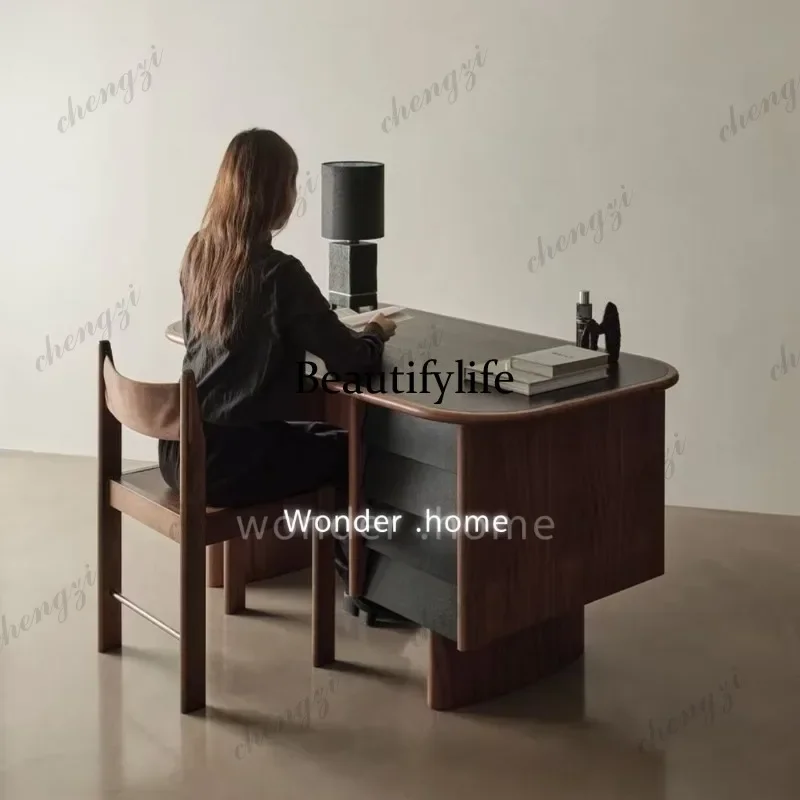 P41 Medieval style solid wood desk designer creative special-shaped desk desk bedroom
