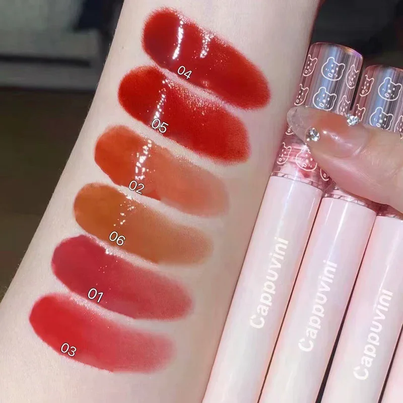 Cherry Red Waterproof Mirror Finish Water Lip Gloss Nude Brown Clear Tint Glass Lip Oil Liquid Makeup For Voluminous Look