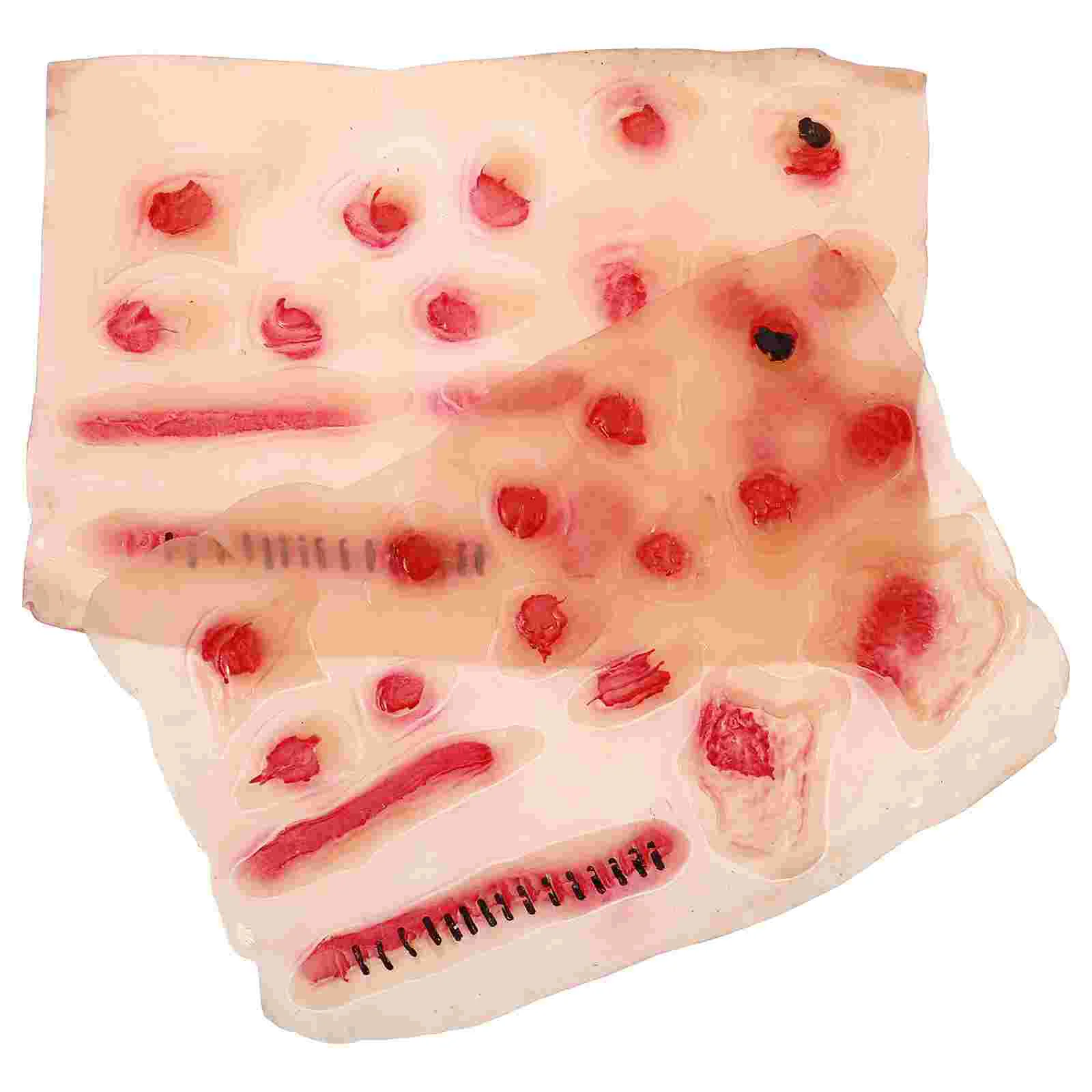 2 Pcs Scar Stickers Halloween Decor Fake Blood Makeup Costume Props Realistic Tattoo Temporary Pvc Decals Wounds Child