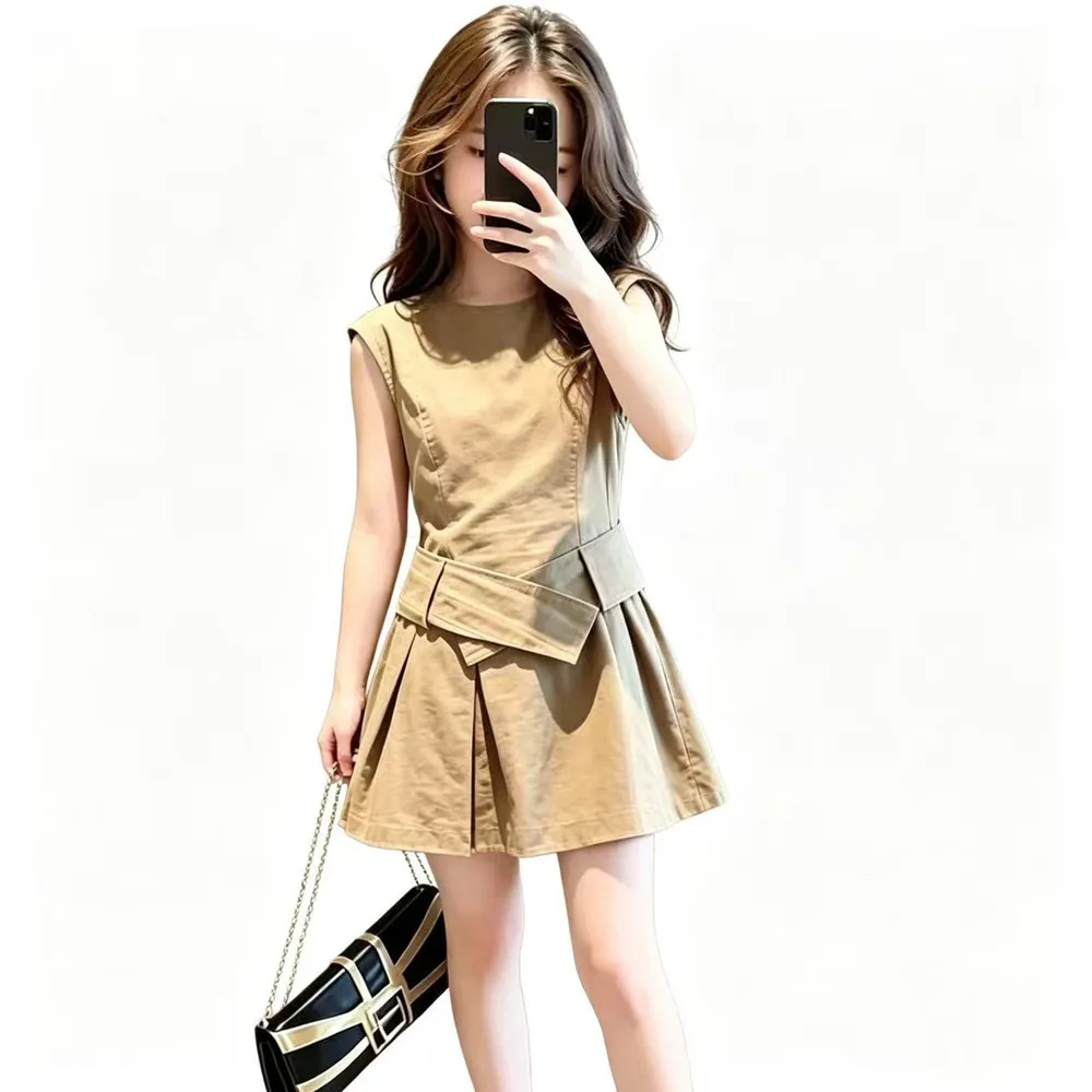 

Girl Summer Fashion Retro Vest Dress Children's Clothing Teen Girls Dress Vintage Style Dress for Little Girls 5 7 9 11 13 15 Y