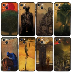Zdzislaw Beksinski Art Case For iPhone 14 15 16 Pro Max 11 12 13 Mini X XR XS Max Plus Phone Back Cover