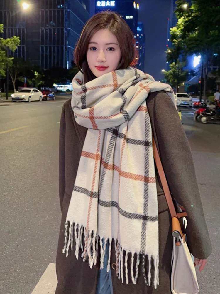 

Fashion Knitted Vintage Scarf Headscarf Winter Women Ladies Men Preppy Plaid Scarve Pashmina Mujer Male Foulard Long Wrap Shawl