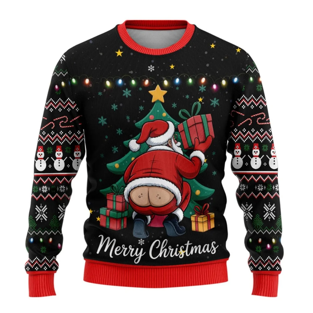 أزياء سانتا كلوز يسوع الجرافيك عيد الميلاد البلوز الخريف الشتاء 3D Printugly سترة عارضة عيد ميلاد سعيد المتضخم قمم