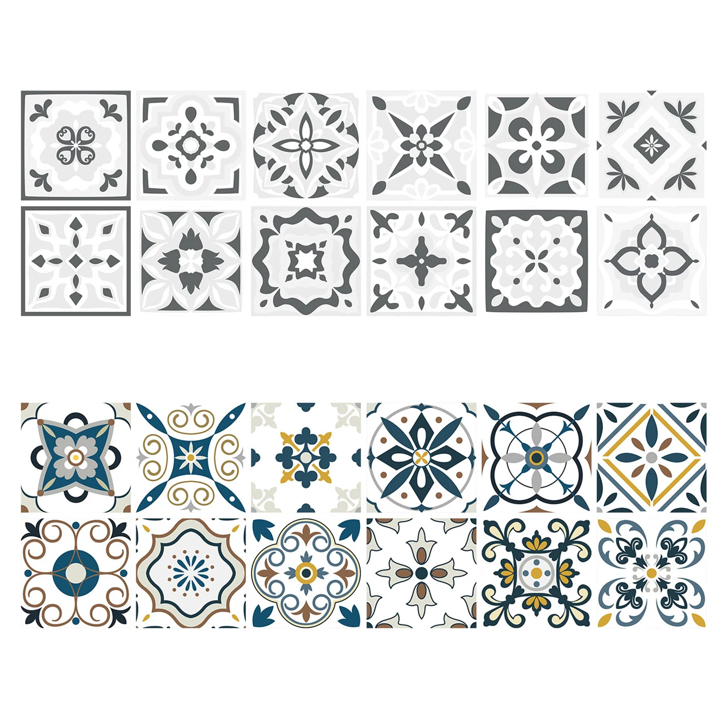 24 Stück europäische Mandala wasserdichte selbst klebende Wanda uf kleber Fliesen aufkleber PVC Küche Schlafzimmer Wohnkultur Tapete – Detail 3