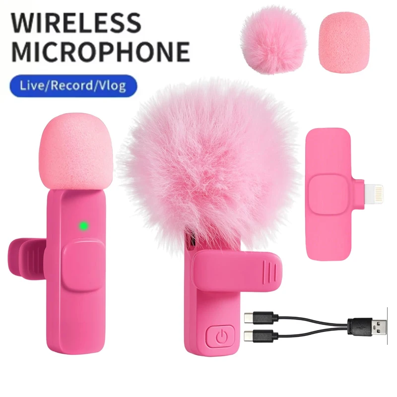 New Wireless Lavalier Microphone Portable Audio Video Recording Mini Microphone for iPhone Android PC Camera Live Gaming Phone